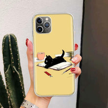 将图片加载到图库查看器,Black Cat Cartoon Cute For Iphone 11 13 14 Pro Max 12 Mini Phone Case X Xs Xr 6 6s 8 7 Plus Se 5 5s Cover Cute Funny Aesthetic Cat Design Pattern Silicone Soft Phone Case