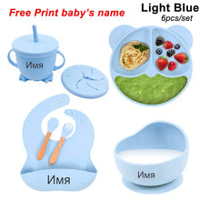Load image into Gallery viewer, Baby Feeding Plate Set Suction Bowl Silicone Tableware 6PCS