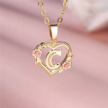 Load image into Gallery viewer, Female A-Z Letter Flower Pendant Necklace Yellow Gold Color Wedding Jewelry Gift For Women