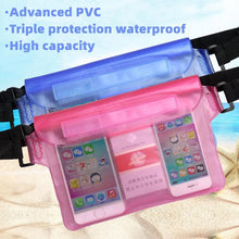 Load image into Gallery viewer, Waterproof Waist Bag Screen Touchable Phone Bag With Adjustable Belt 3 Layers High Waterproof Sealing Swimming Bag Large Size Transparent Underwater Protection Bag For iPhone Mobile Phone Pouch