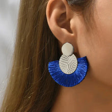 Load image into Gallery viewer, Bohemian Tassel Earrings – White Fringe Dangle Statement Jewelry for Women