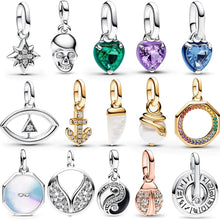 Load image into Gallery viewer, Sparkling Star Mini Dangle Charm - 925 Sterling Silver Green Heart Charm for Me Bracelet, Zircon & Crystal Accent, Customizable Girl Party Jewelry