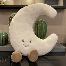 Load image into Gallery viewer, Adorable Smile Face White Moon Yellow Sun Plushie Stuffed Cute Cartoon Weather Plush Toy for Kid Bedroom Decor Sofa Throw Pillow