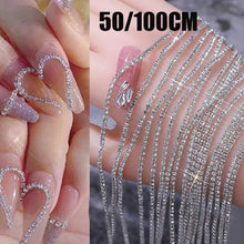 Load image into Gallery viewer, 100/50cm Luxury Crystal Chain Nail Charms - 1.5/2mm Clear & AB Diamond Nail Art Decoration