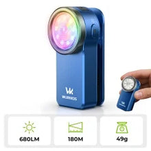 Load image into Gallery viewer, Wurkkos HD03 680LM Mini Clip Light USB C Rechargeable Pocket Flashlight Spotlight/Floodlight Portable EDC RGB Torch with Magnet
