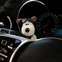 Load image into Gallery viewer, Kawaii Plush Puppy Clutch Decoration – Cute Dog Car Wiper & Turn Signal Switch Ornament with Bowknot | Auto Interior Accessories