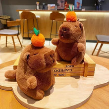 Load image into Gallery viewer, Plush Capybara Keychain – Cute Persimmon Wagging Tail Pendant Toy