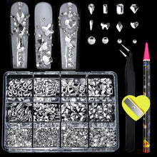 Load image into Gallery viewer, 12 Grid Diamond Jewelry Set for Nail Art - Luxe Rhinestone Decorations