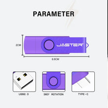Load image into Gallery viewer, TYPE-C USB Flash Drive 128GB Real Capacity Pen Drive 64GB Free Key Chain Memory Stick Creative Business Gift Red U Disk Blue 32G