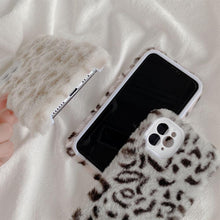 Load image into Gallery viewer, Fashion Fluffy Plush Leopard Camera Protection Phone Case For iphone 13 11 12 Pro MAX X XS XR Winter Warm Girl Soft and Comfortable Case Unique Design Soft Cover
