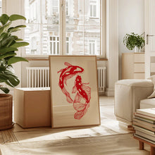 Load image into Gallery viewer, Japanese Red Koi Fish Canvas Wall Art Minimalist Poster