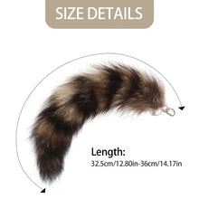 Load image into Gallery viewer, Plush-Fox Tail Keychain Furry Racoon Tail Keyring Keychain 28cm Animal Tail Key-Pendant Pompoms Keyring Holder Bag-Decor