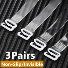 将图片加载到图库查看器,3Pairs Metal Buckle Bra Straps Belt Women's Elastic Invisible Transparent Silicone Bra Straps Adjustable Intimates Accessories