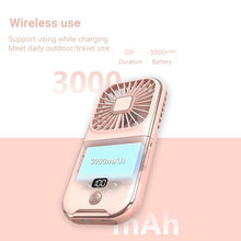 将图片加载到图库查看器,Mini Portable Outdoor Hand Fan Hanging Neck Fan USB Charging 3000mAh Battery Powered 180° Folding Wireless Table Air Cooling Fan 4 Adjustable Speed Portable Pocket Fan for Office Outdoor Travel