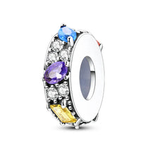 将图片加载到图库查看器,100% 925 Sterling Silver Rainbow Zircon Butterfly Dragon Silicone Stopper Charms - Colorful Beads for DIY Bracelets, Customizable Jewelry for All Occasions