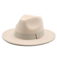 Load image into Gallery viewer, Fashionable Fedora Hats Women Wide Brim Dress Caps Women's Fedora Hats Elegant Wide Brim Fedora Hat Wedding Men Hat Warm Retro Style Belt 56-58cm