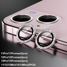 Load image into Gallery viewer, Diamond Camera Case For iPhone 14 13 Pro Max 12 Pro Max Camera Lens Protector Cover For iPhone11 Pro 12Pro Tempered Glass HD Clear Tempered Glass Camera Protector