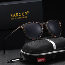 Load image into Gallery viewer, BARCUR Retro Circular Polarized Sunglasses for Women β Fashion Travel UV400 Protection TAC Lens β Durable Comfortable Plastic Titanium Frame Stylish Summer Eyewear β Trendy Mirror Lens Gift Box Included