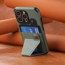 Load image into Gallery viewer, Men Green Wallet Flip Card Holder Phone Case For Iphone 13 12 Mini 14 11 Pro Xs Max Xr X Luxurious Leather Cover Mobile Phone Case With Card Compartment And Kickstand Elegant Iphone Magnetic Case