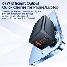 Load image into Gallery viewer, Toocki 67W GaN Charger Quick Charge 4.0 PD3.0 Fast Charging Type C Charger for Macook iPhone 14 13 12 Pro Max Samsung S23 Xiaomi