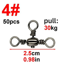将图片加载到图库查看器,50PCS/Bag Fishing Accessories Black Nickel Plating Three-Prong Connector T-Swivel Sub-Line Splitter Outdoor Fishing Bazi Ring