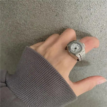 Load image into Gallery viewer, Vintage Punk Finger Watch Mini Elastic Strap Alloy Watches Couple Rings Jewelry Clock Retro Roman Quartz Watch Rings Women Men