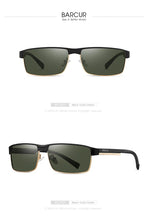 Load image into Gallery viewer, BARCUR Sunglasses Men’s Original Rectangle Fashionable Business Sunglasses – Polarized UV400 Protection for Driving Hiking Sports and Casual Wear – Trendy Fashion Shades Oculos De Sol with Anti-Reflective TAC Lenses