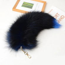 Load image into Gallery viewer, Plush-Fox Tail Keychain Furry Racoon Tail Keyring Keychain 28cm Animal Tail Key-Pendant Pompoms Keyring Holder Bag-Decor