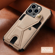 Load image into Gallery viewer, Men Green Wallet Flip Card Holder Phone Case For Iphone 13 12 Mini 14 11 Pro Xs Max Xr X Luxurious Leather Cover Mobile Phone Case With Card Compartment And Kickstand Elegant Iphone Magnetic Case