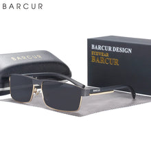 Load image into Gallery viewer, BARCUR Sunglasses Men’s Original Rectangle Fashionable Business Sunglasses – Polarized UV400 Protection for Driving Hiking Sports and Casual Wear – Trendy Fashion Shades Oculos De Sol with Anti-Reflective TAC Lenses