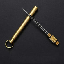 Load image into Gallery viewer, Titanium & Brass Toothpick with Waterproof Bottle Tool