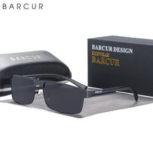 Load image into Gallery viewer, BARCUR Sunglasses Men’s Original Rectangle Fashionable Business Sunglasses – Polarized UV400 Protection for Driving Hiking Sports and Casual Wear – Trendy Fashion Shades Oculos De Sol with Anti-Reflective TAC Lenses