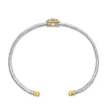 Load image into Gallery viewer, 18K Yellow Gold Plated .925 Sterling Silver Diamond Accent and Fleur Di Lis Medallion Bangle Bracelet (I-J Color, SI1-SI2 Clarity) - 7.25 Inches
