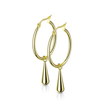 Load image into Gallery viewer, Stainless Steel Hoop Earrings with Teardrop Dangle