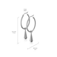 Load image into Gallery viewer, Stainless Steel Hoop Earrings with Teardrop Dangle