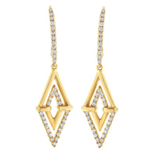 Load image into Gallery viewer, 14K Yellow Gold 3/8 Cttw Double Triangle Drop and Dangle Diamond Earrings (G-H Color, SI1-SI2 Clarity)