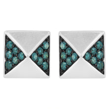 Load image into Gallery viewer, 14K White Gold 1/4 Cttw Treated Blue Diamond Pyramid Stud Earring (Blue Color, SI1-SI2 Clarity)
