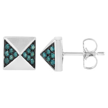 Load image into Gallery viewer, 14K White Gold 1/4 Cttw Treated Blue Diamond Pyramid Stud Earring (Blue Color, SI1-SI2 Clarity)