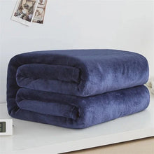 Load image into Gallery viewer, 230GSM Coral Fleece Flannel Blankets For Beds Solid Blue Pink Soft Warm Thin Bedspread Sofa Cover Faux Fur Plaid Blanket