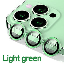 将图片加载到图库查看器,Full Cover Frame Glass Camera Lens Protector For iPhone 14 Plus Lens Glass For iPhone 11 12 13 Pro Max Mini Premium Tempered Glass Film Aluminum Alloy Lens Ring Cover Camera Protector