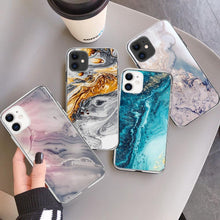 将图片加载到图库查看器,Fashion Marble Pattern Phone Case For iPhone 13 12 11 Pro Max 7 8 6 6S Plus X XR XS Max 12Mini 5 5S SE Cute Soft TPU Cover Full Body Protection with Raised Bezel