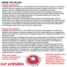 Load image into Gallery viewer, Spanish Basta Game Fast-paced Family Gathering Letter Toys For Adults Children Letters Learning Lengua española Juegos De Mesas