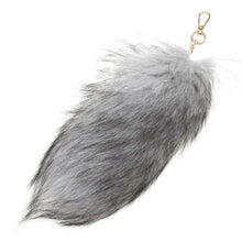 Load image into Gallery viewer, Plush-Fox Tail Keychain Furry Racoon Tail Keyring Keychain 28cm Animal Tail Key-Pendant Pompoms Keyring Holder Bag-Decor