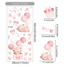 将图片加载到图库查看器,Pink Cartoon Bear Wall Stickers for Kids & Nursery Room Decor