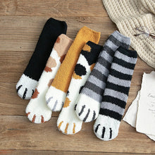 Load image into Gallery viewer, Women Winter Warm Fluffy Socks Cute Animal Claw Cat Paw Footprint Fuzzy Socks Female Thick Coral Fleece Home Floor Sleep Socks