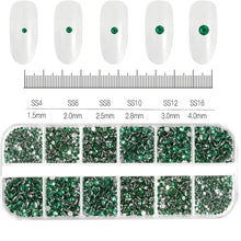 Load image into Gallery viewer, 2400+ Shiny Clear Crystal Nail Rhinestones - Mixed Sizes & Shapes Flatback Gems