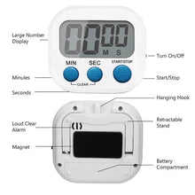 Load image into Gallery viewer, 1PC LCD Digital Kitchen Timer Magnetic Cooking Large Count Down Up Clear Loud Alarm Stonego Home Kitchen Accessories