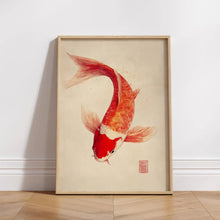 Load image into Gallery viewer, Japanese Red Koi Fish Canvas Wall Art Minimalist Poster