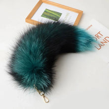 Load image into Gallery viewer, Plush-Fox Tail Keychain Furry Racoon Tail Keyring Keychain 28cm Animal Tail Key-Pendant Pompoms Keyring Holder Bag-Decor