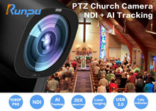 将图片加载到图库查看器,Runpu 1080P/60fps NDI Conference PTZ Video Camera 12/20/30x Zoom Ai Auto Tracking PTZ SDI Camera HDMI USB Outputs Support POE